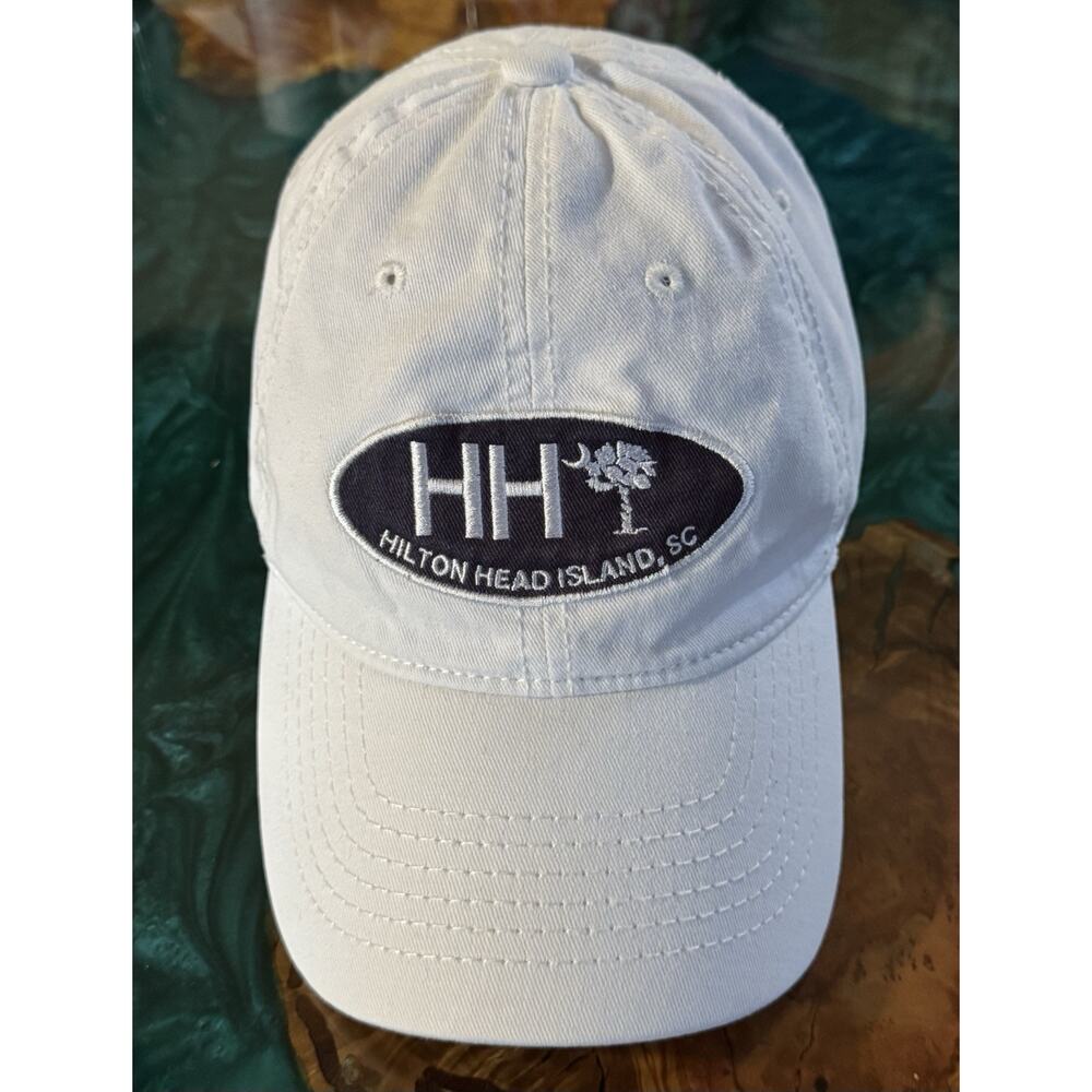 JHats Hilton Head Island White Hat Dad Cap Strap Back